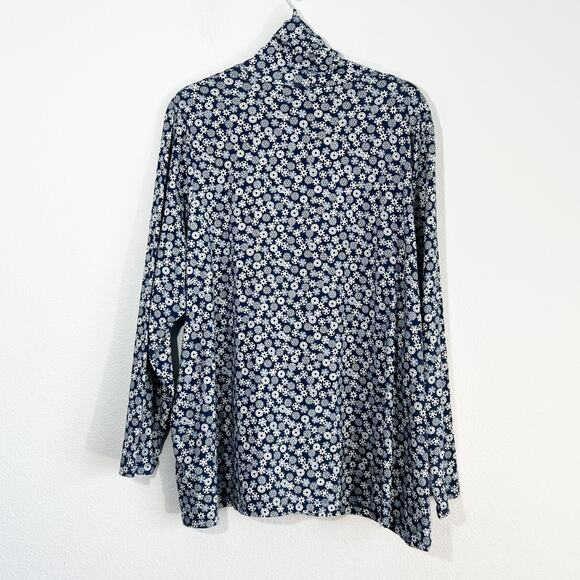 Lands End Turtleneck Womens 3X Snowflake Cotton Stretch Shimmer Winter Relaxed - Picture 3 of 6